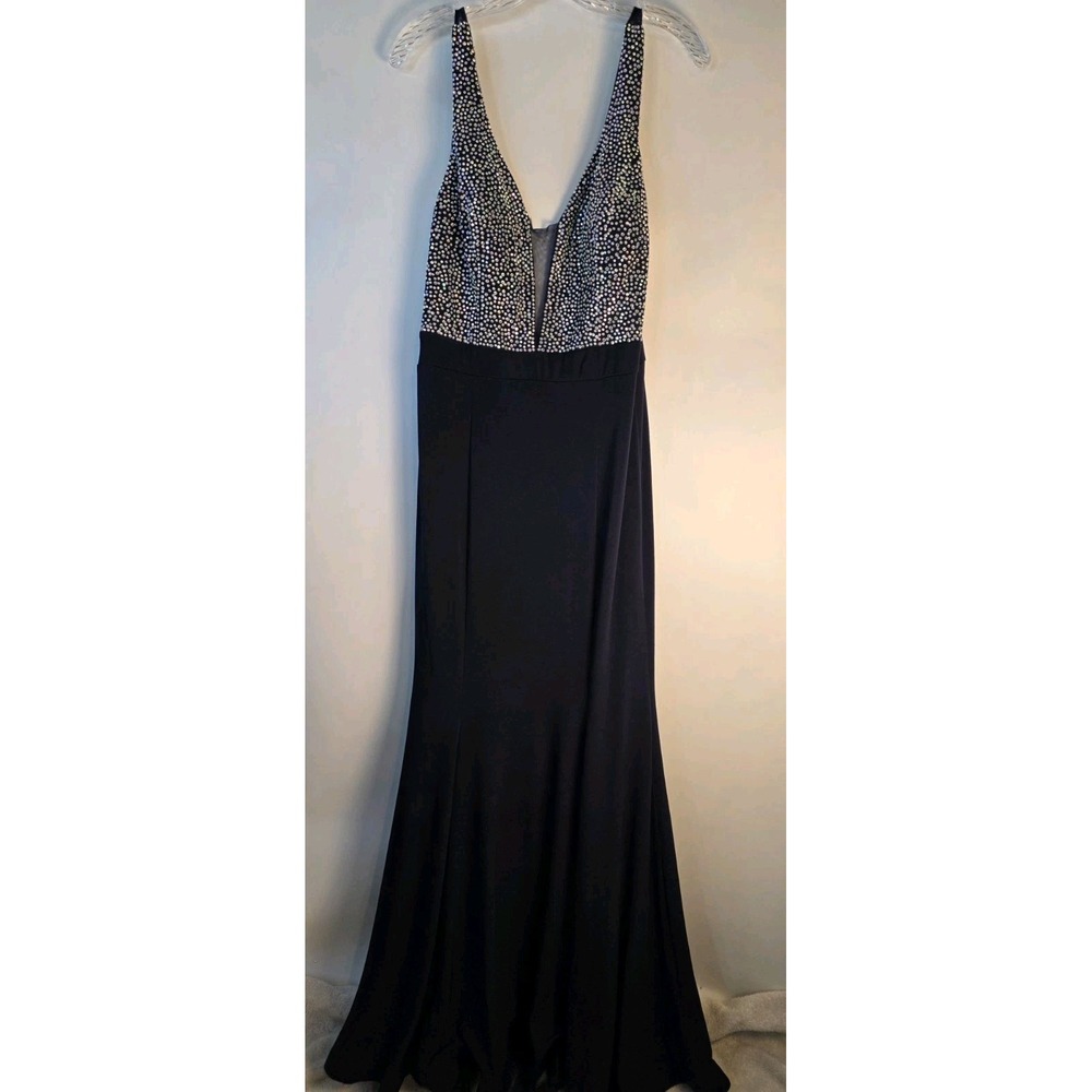 Windsor's Navy Blue Sequined Bodice;‎ Size 13-14 Formal Dress Pre-owned